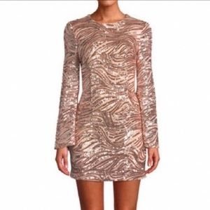 Ryse The Label XS Sequined Mini Dress Long Sleeve Blush